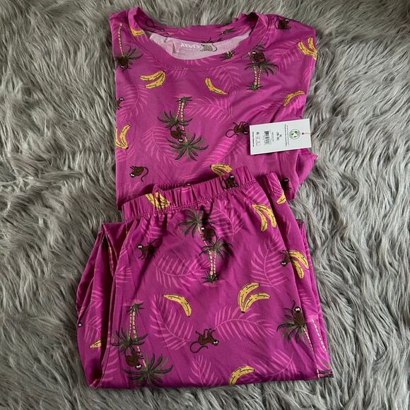 Joyspun Two Piece Pajama Set Women's Size XL‎ (16-18) Purple Monkey Pajamas Pjs - Picture 1 of 6